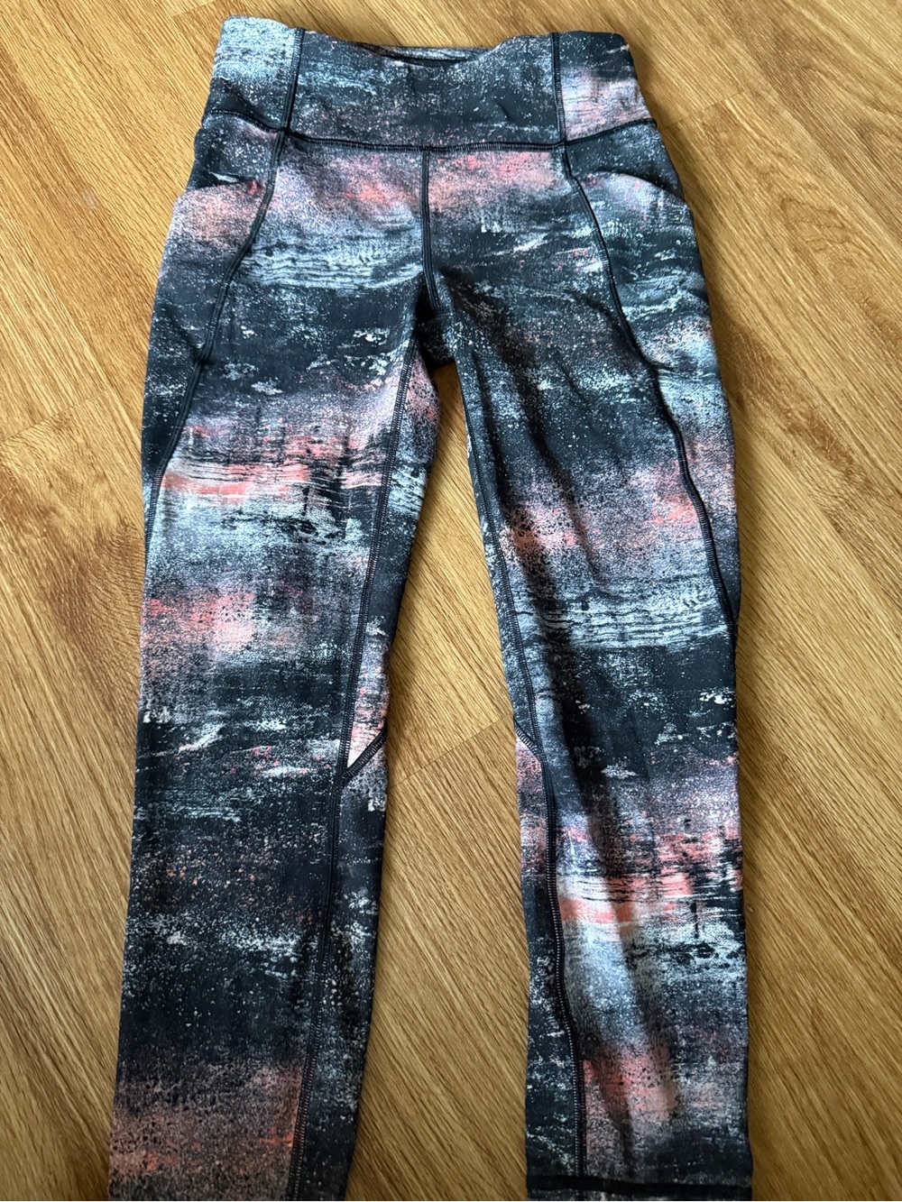 lululemon athletica Black with Pink Abstract Print Leggings
